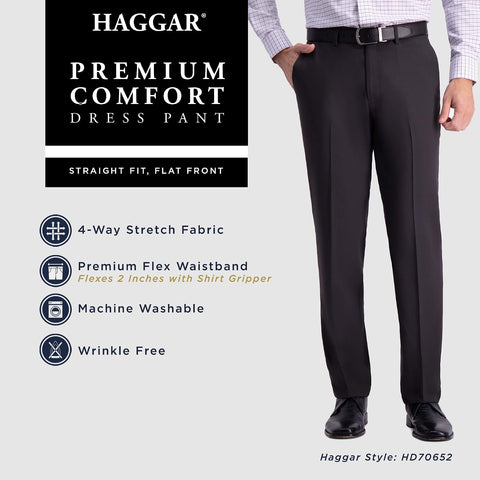 Haggar Men's Straight Fit Premium Comfort Dress Pant