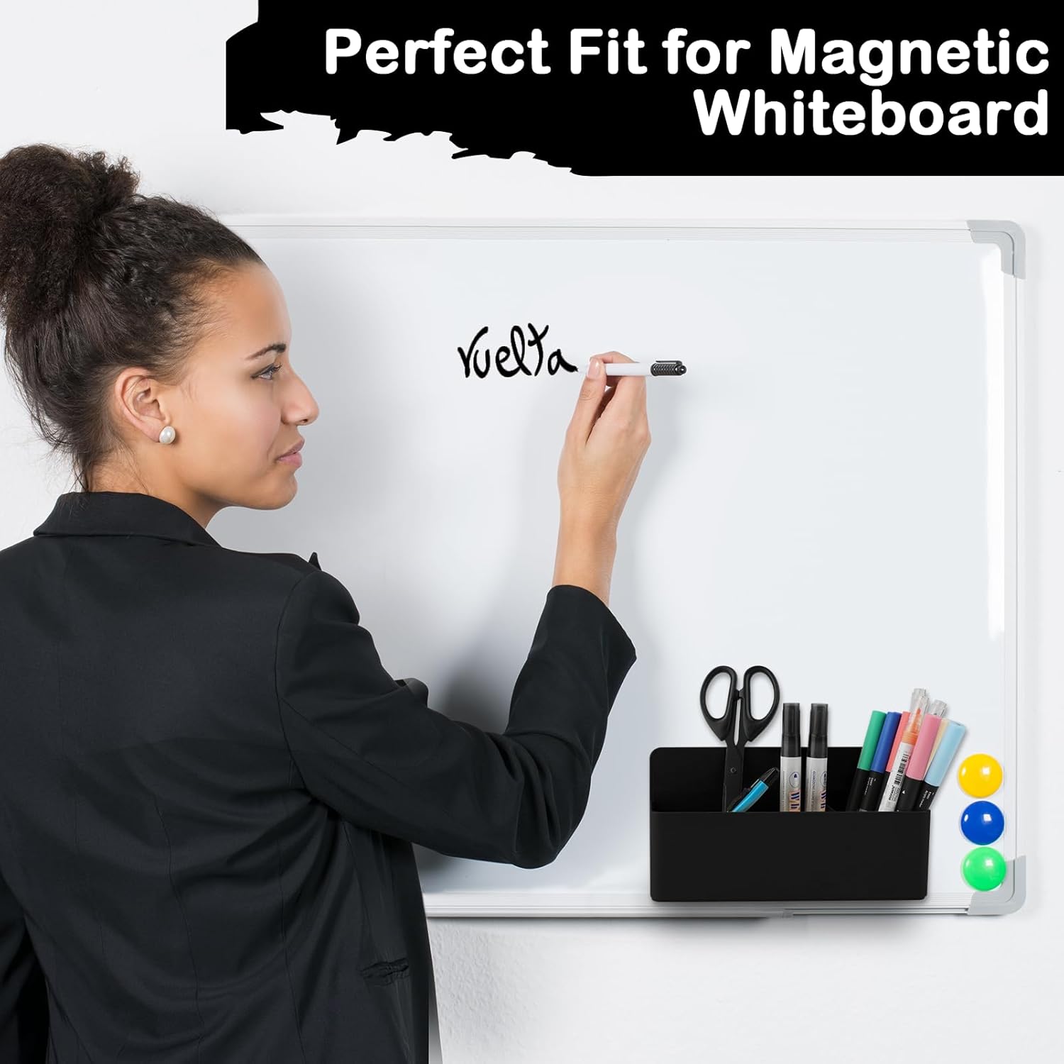 KITANIS Magnetic Pen Holder,3 Compartments Magnetic Dry Erase Marker Holder,Extra Strong Magnet Storage Marker Pen Pencil Organizer for Refrigerator,Whiteboard,Locker Accessories(Long Style)
