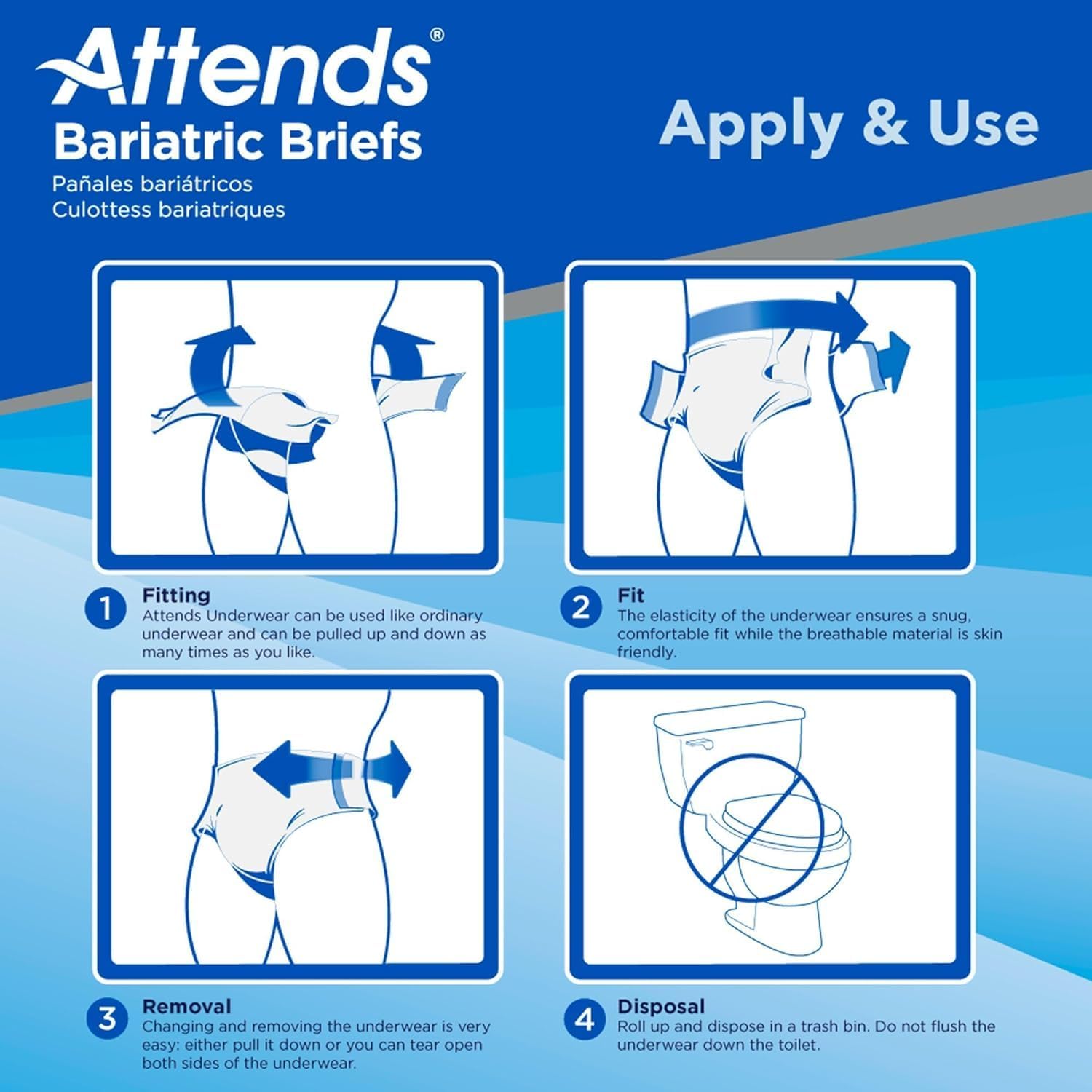 Attends Bariatric Incontinence Briefs, 4X-Large, Ultimate Absorbency, 32 Ct