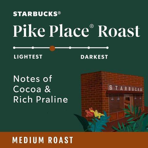 Starbucks K-Cup Coffee Pods, Medium Roast Hot or Iced Coffee, Pike Place Roast, 60 Keurig Pods ​
