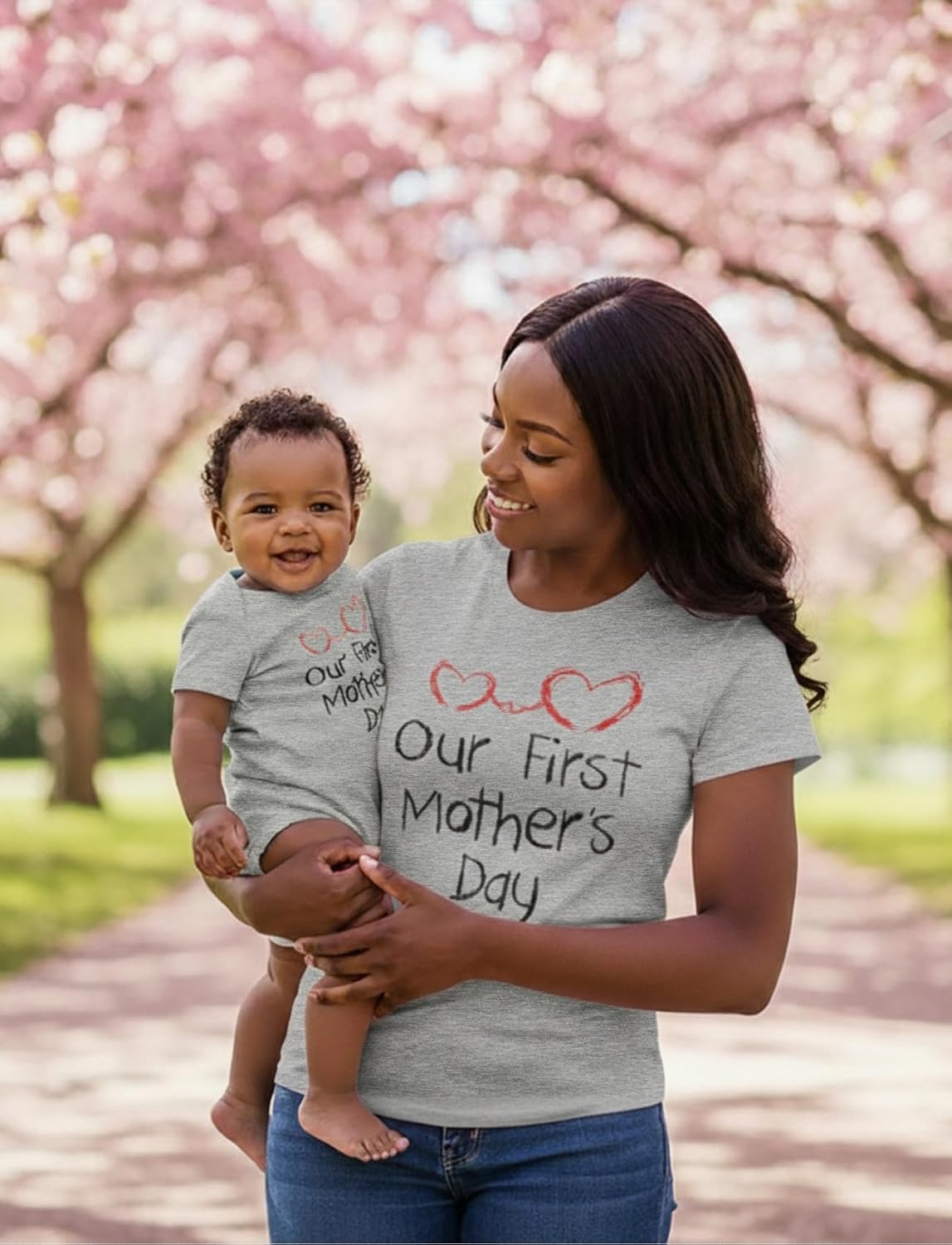 Tstars First Mother's Day Mom Baby Matching Shirts Mommy and Me Outfit Set