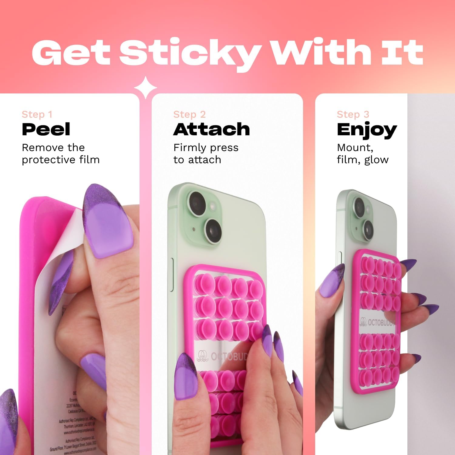 OCTOBUDDY Mirror – Amazon-Exclusive Suction Cup Phone Mount - Silver Swirl