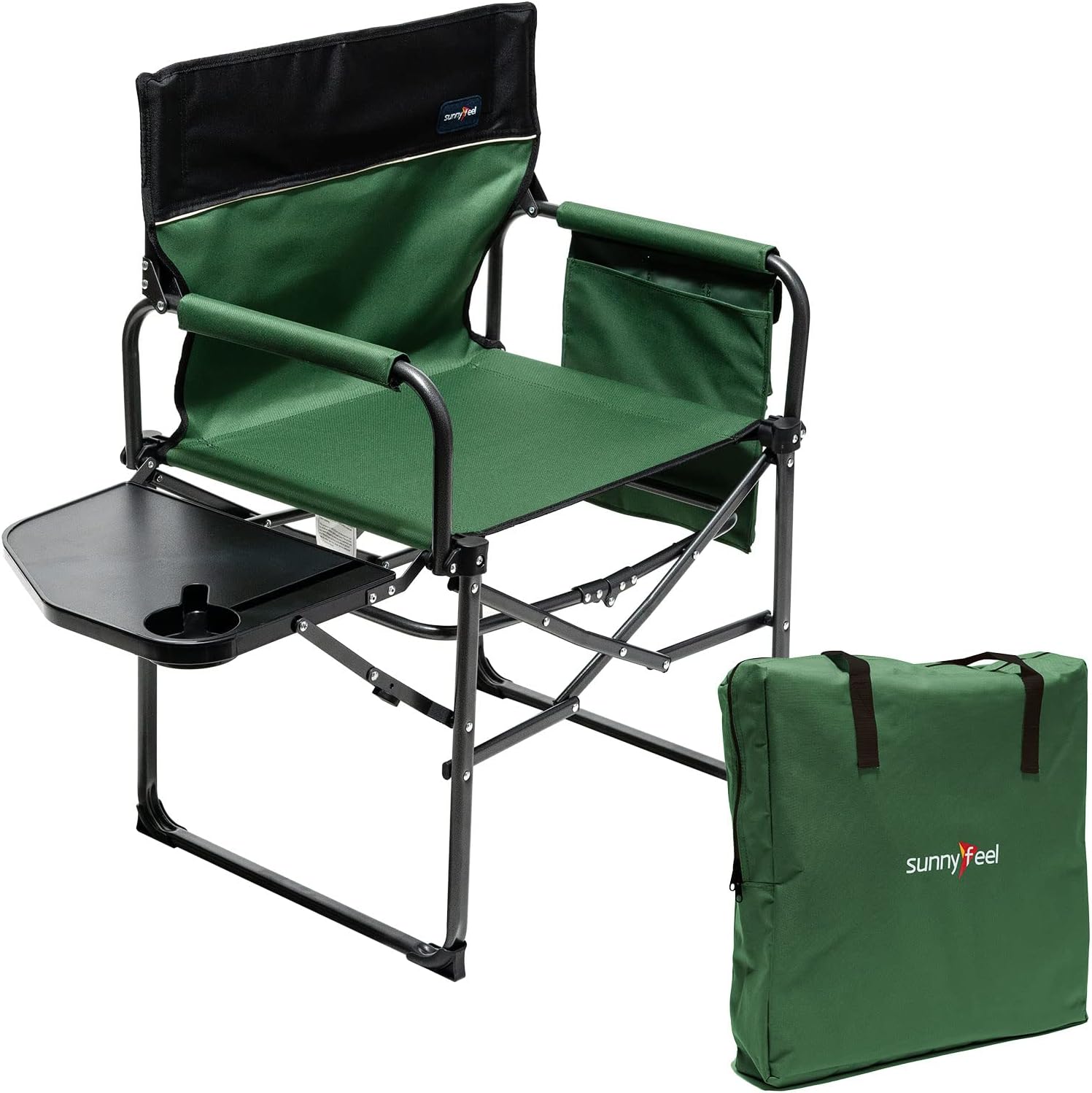 SUNNYFEEL Oversized Camping Chair Portable Directors Chairs with Side Table