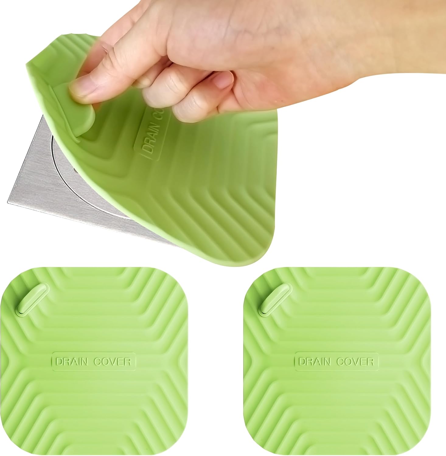 2 Pcs Green Shower Drain Cover Tub Stopper(5.9 x 5.9 Inch)