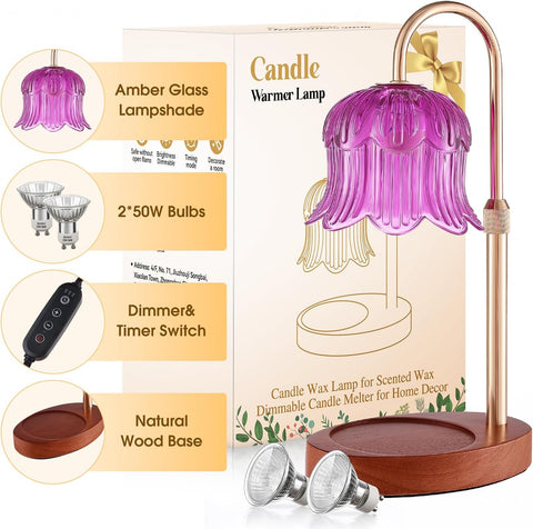 Candle Warmer Lamp Adjustable Timer Electric－Purple Flower-Shaped Wax lamp