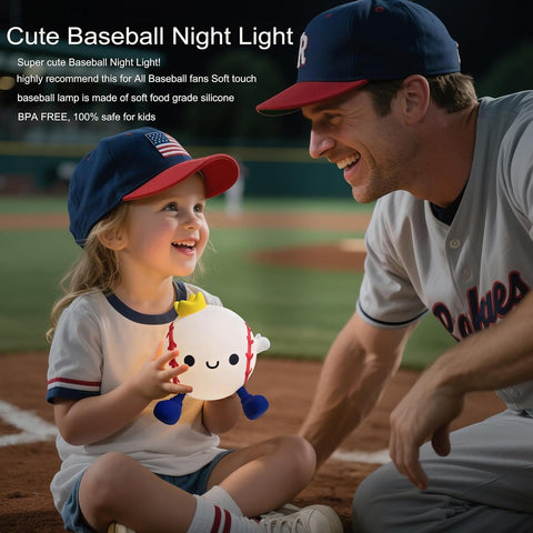 Baseball Night Light for Kids, Soft Silicone Squishy Lamp Sports Room Decor