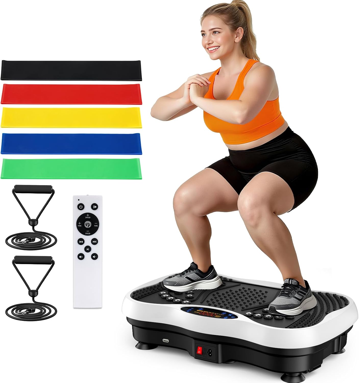 Vibration Plate Exercise Machine, 130 Levels Full Body Workout Vibrating Plate for Lymphatic Drainage Weight Loss, 450 Lbs Capacity Shake Platform with Bluetooth for Women Men