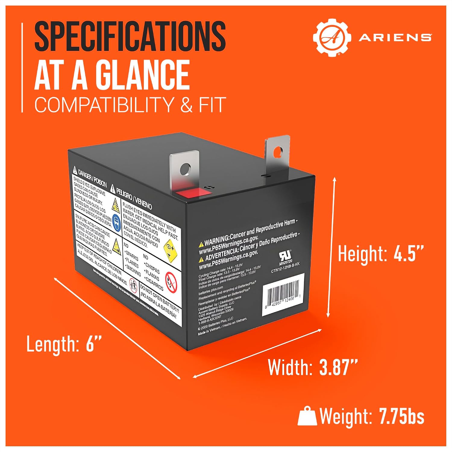 Ariens 12 Volt Mower Battery, Replacement for IKON XD and Edge Zero Turn