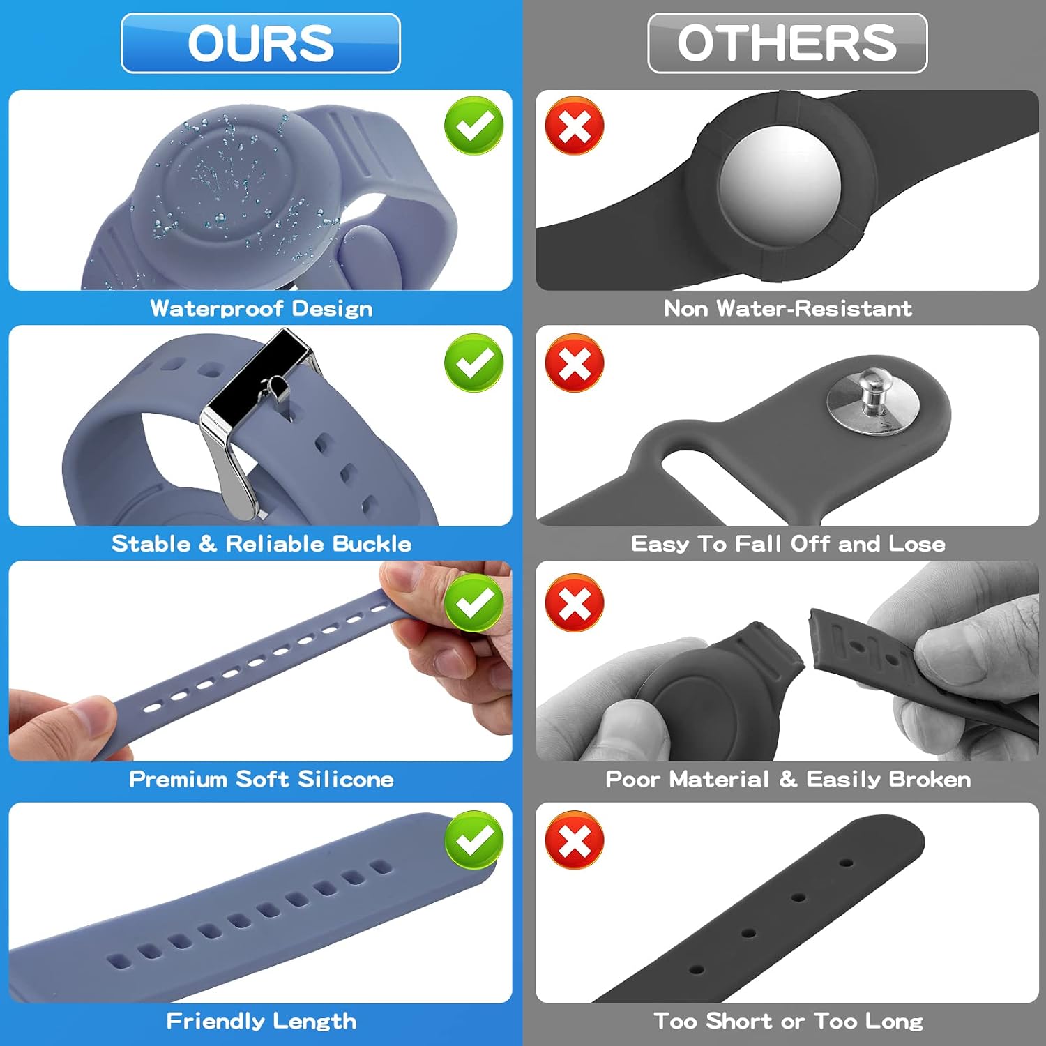 Waterproof Bracelet Compatible with Airtag (1st & 2nd Gen) for Kid - 2 Pack