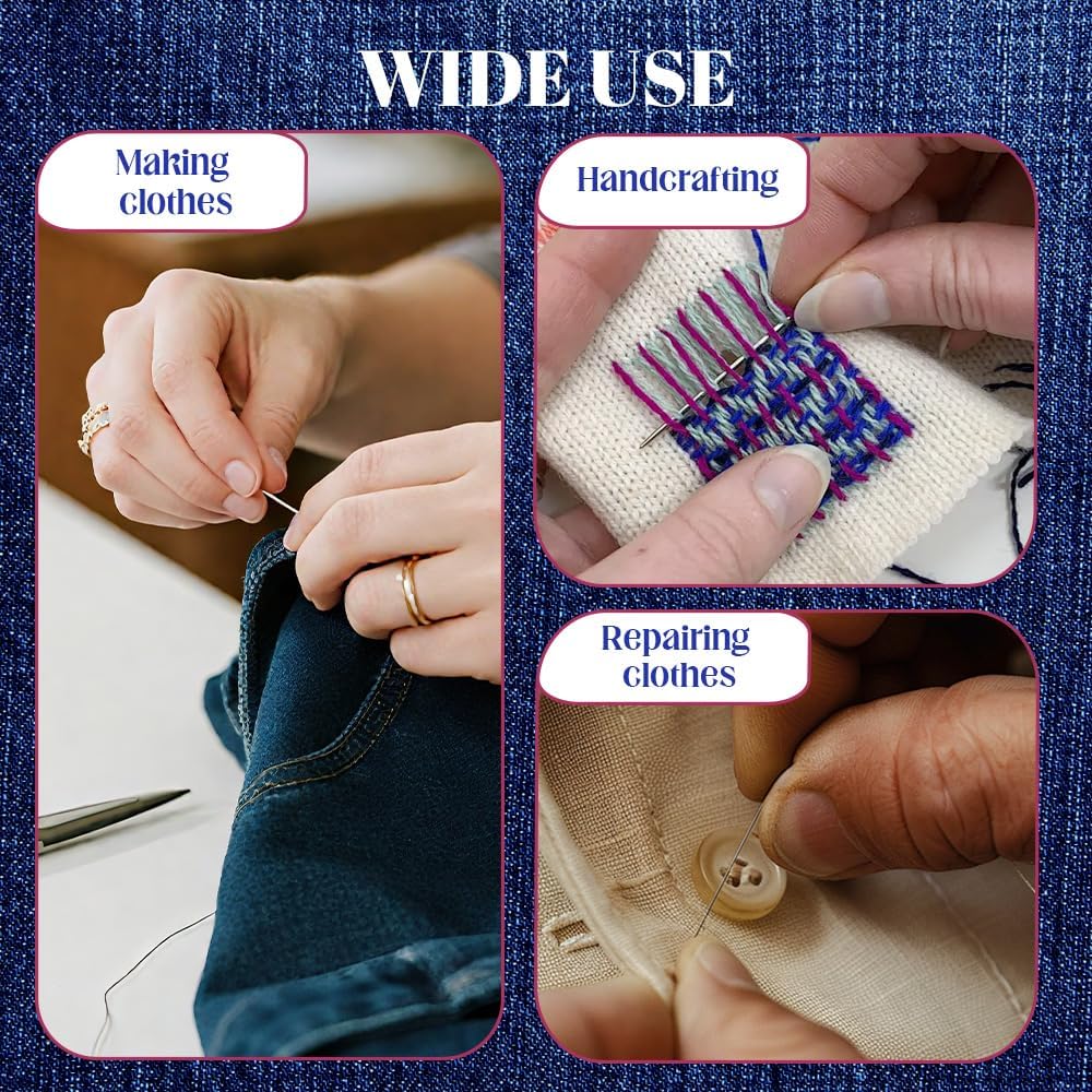 2025 New Big Eye Steel Sewing Needles Kit, 37Pcs Sewing Tool Set Fix Anything Anytime Portable Beginner-Friendly, Upgrade Needle Thread Hand DIY Embroidery Crafting Kit Tool (37Pcs)