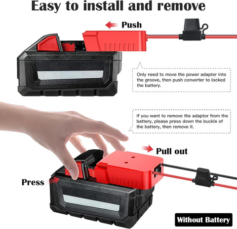 1 Packs Power Wheel Adapter for Milwaukee M18 Battery Adapter 18V Power Wheel Battery Conversion Kit with Switch, Fuse & Wire Terminals, 12AWG Wire, Power Connector for DIY Rc Car Toys and Robotics