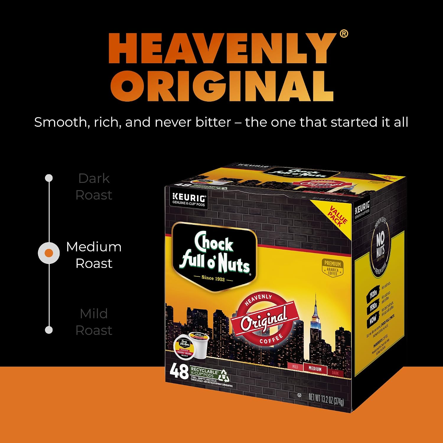 Chock Full o' Nuts K-Cup Pods - Heavenly Original, 48 K-Cup Pods