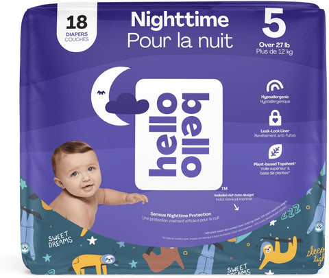Hello Bello Premium Overnight Baby Diapers Size 5, 18 Count, Unisex, Ultra Absorbent and Soft Disposable Diapers for Babies and Toddlers