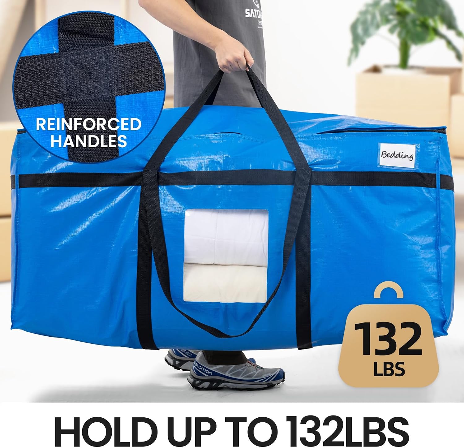 TAILI 1 Pack 69 Gallon Extra Large Storage Bags with Visible Window,Blue