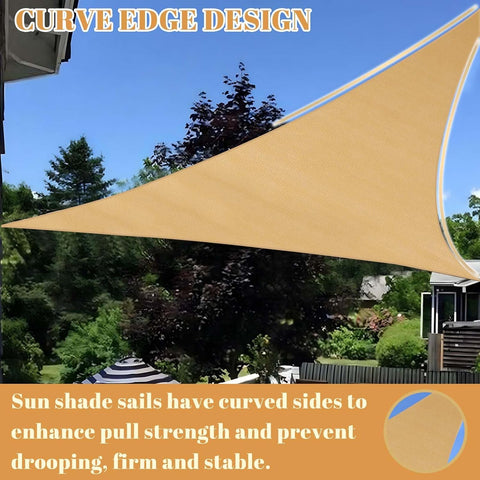 Cool Area Sun Shade Sail, Triangle 18x21x27.7ft, Sand (Custom Size)
