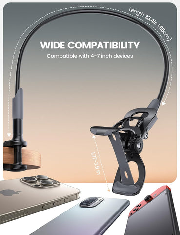 Lamicall Gooseneck Bed Phone Holder 33.4" Full Adjustable Flexible Arm