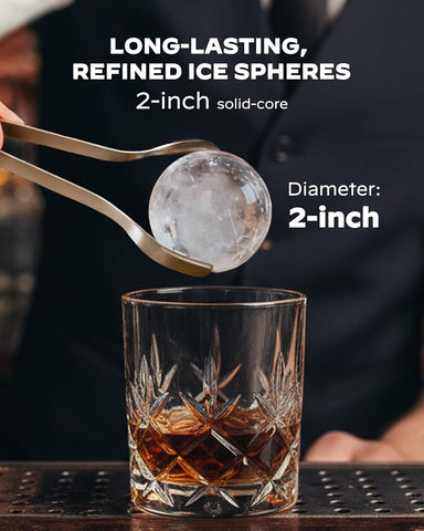 Silonn 2" Sphere Clear Ice Maker Countertop, Slow-Melting Crystal Ice Balls for Whiskey, 4 Pcs in 35 Mins / 144 Pcs/Day, Rapid Sphere Technology, One-Click Self-Cleaning, Ideal for Bourbon
