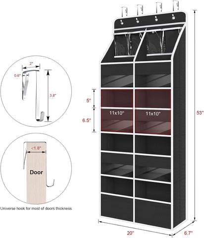 Univivi Upgraded Over the Door Organizer for Baby Nursery, Black, 5-Shelf
