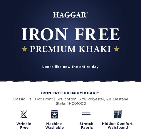 Haggar Men’s Classic Fit Iron Free Premium Khaki Casual Pant