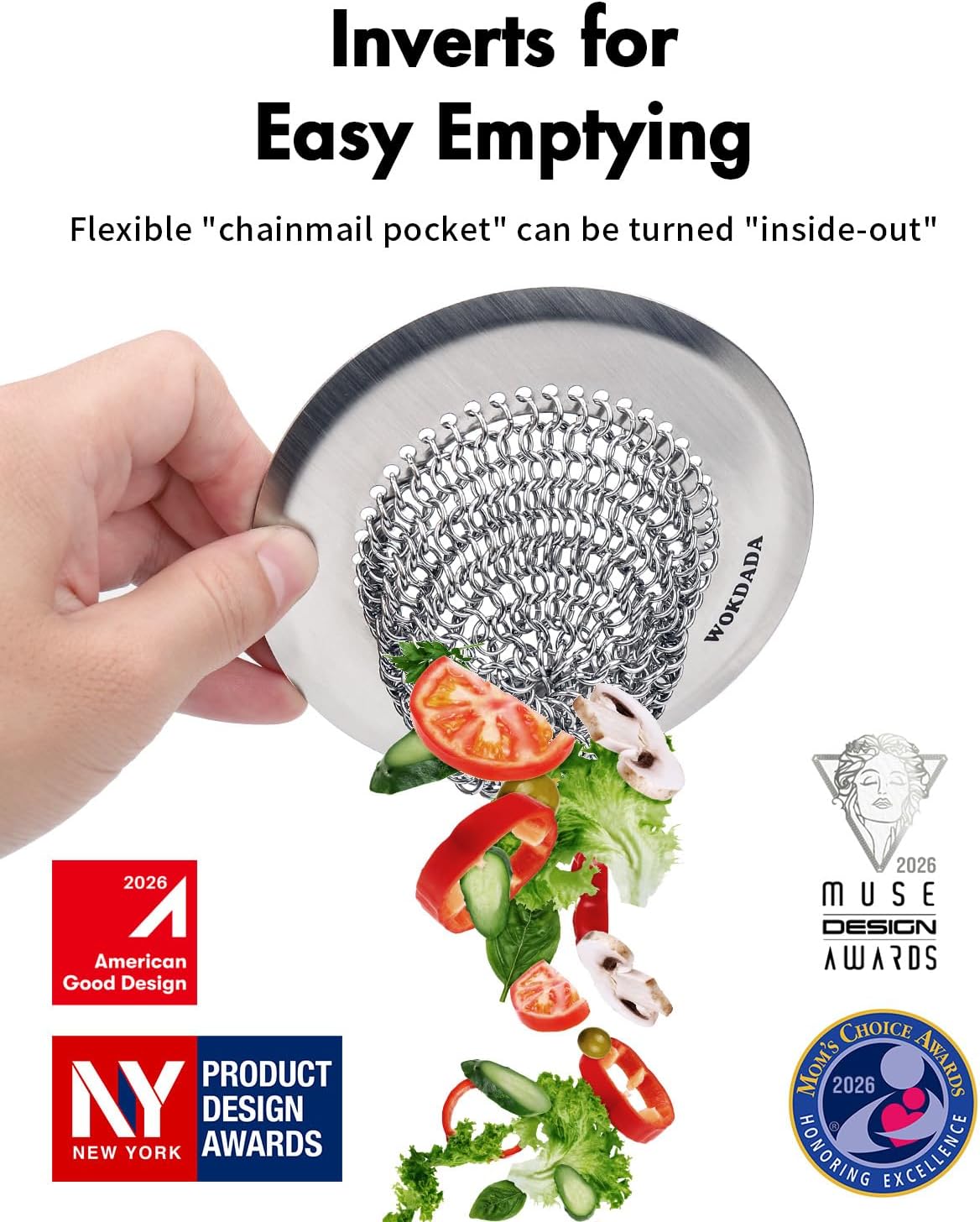 Kitchen Sink Drain Strainer Stopper,Patented Reversible Chain Mesh Basket