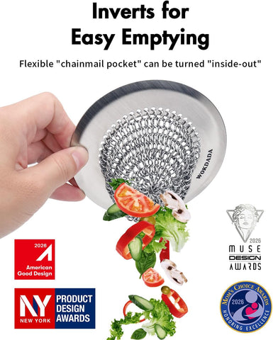 Kitchen Sink Drain Strainer Stopper,Patented Reversible Chain Mesh Basket