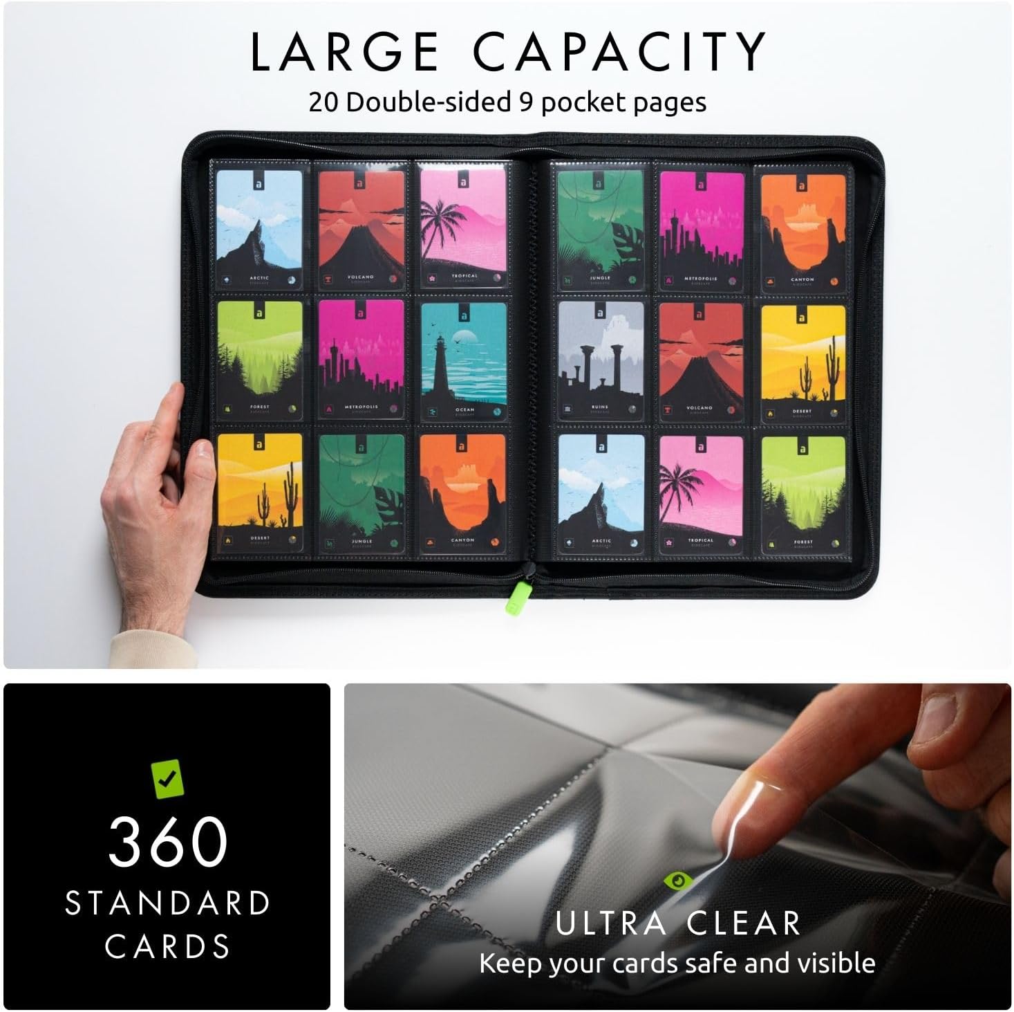 Vault X 9 Pocket Zip Trading Card Binder 360 Cards Exo-Tec (Black)