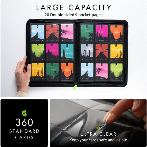 Vault X 9 Pocket Zip Trading Card Binder 360 Cards Exo-Tec (Black)