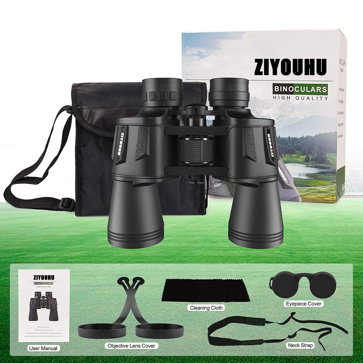 Binoculars for Adults and Kids,20x50 High Power Military Binoculars,Low Light Night Vision Waterproof HD Compact Binoculars,BAK4 Prism FMC Lens for Bird Watching Hunting Travel Football Stargazing