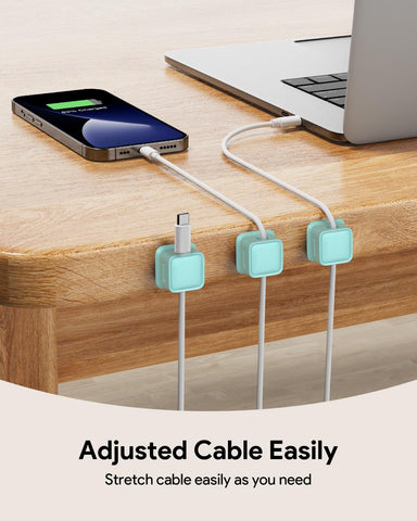 8 Pack Cord Organizer, Magnetic Cable Clips, Under Desk Management, Blue