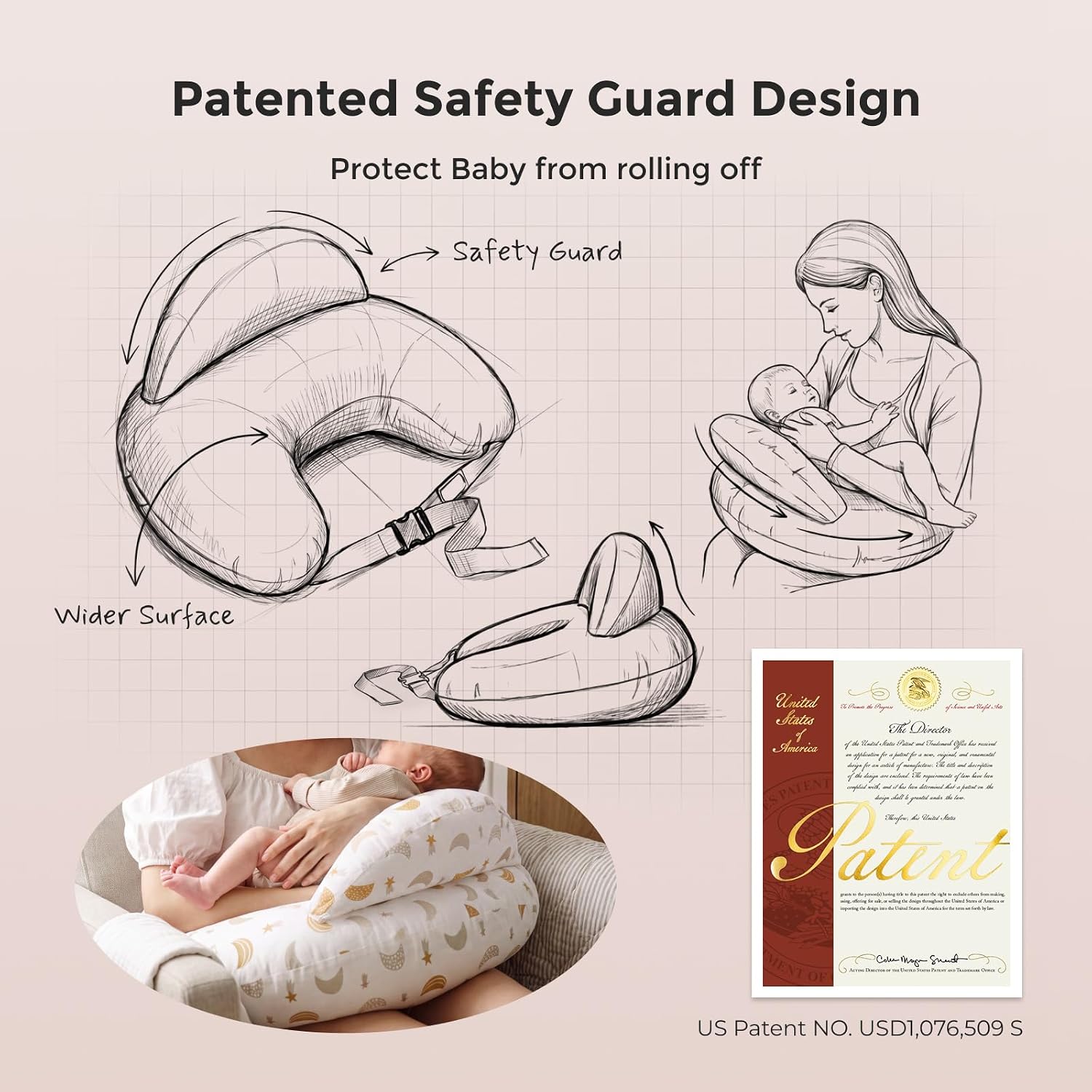 Momcozy Original Nursing Pillow for Breastfeeding - Innovative Safety Guard