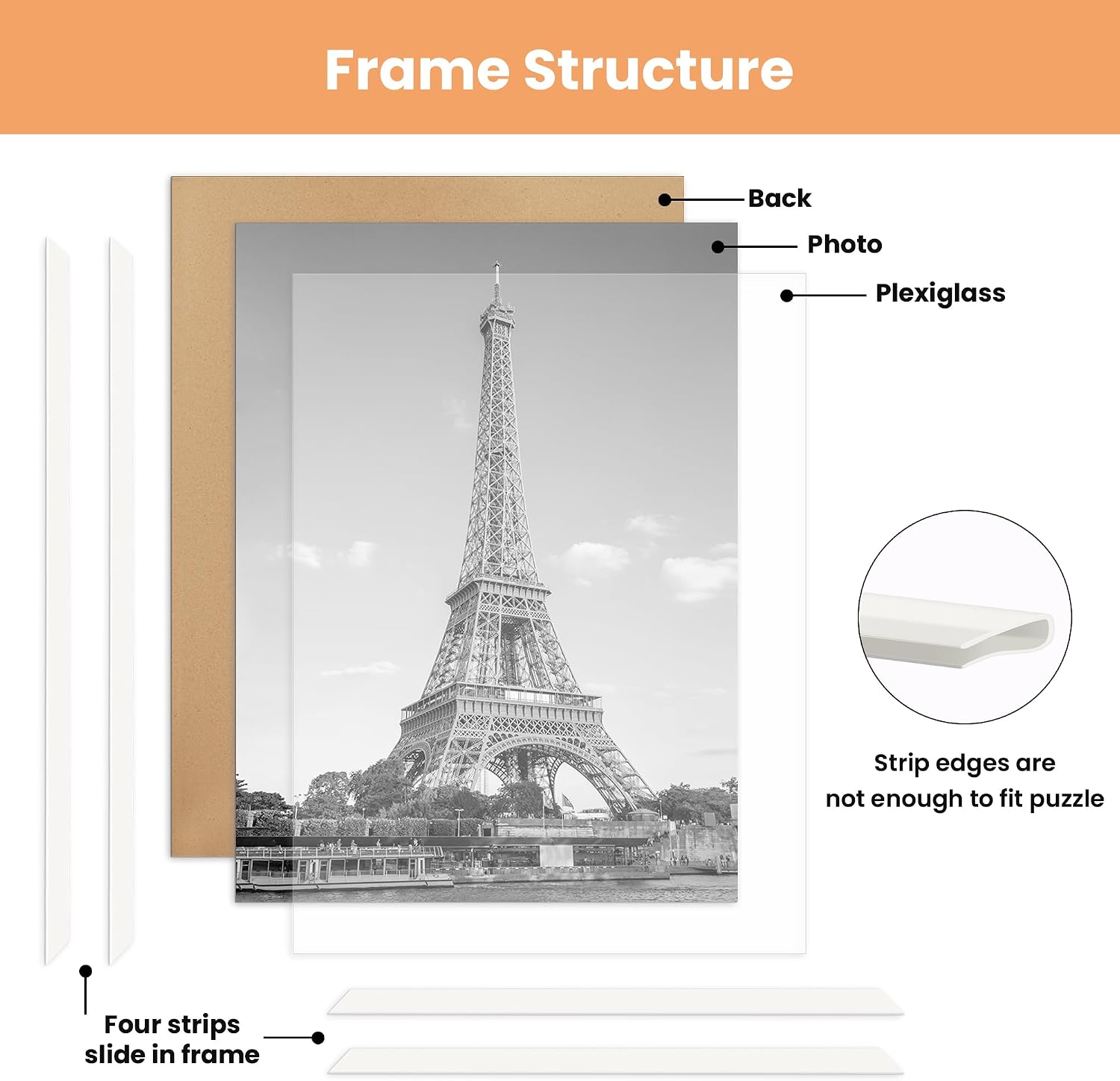 upsimples 24x36 Poster Frame, Easy Slide-In Assembly, White, 3 Pack