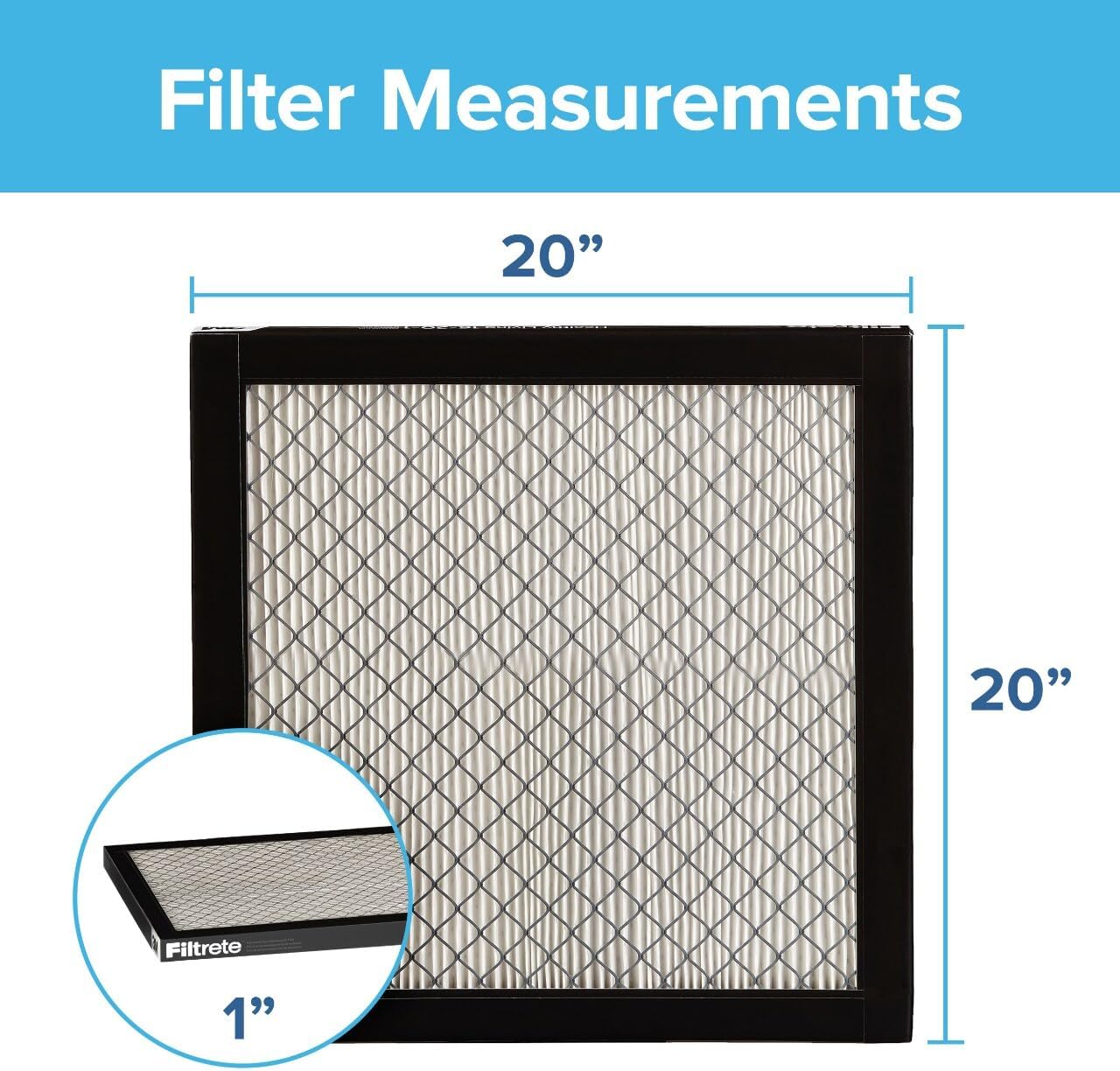Filtrete 20x20x1 Air Filter, MERV 14, MPR 2800, 2 HVAC Filters
