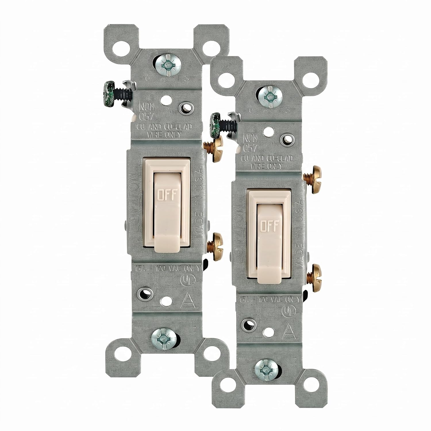 Leviton 15 Amp, 120 Volt, Toggle Framed Single-Pole AC Quiet Switch, Residential Grade, Grounding, 1451-2E, Black