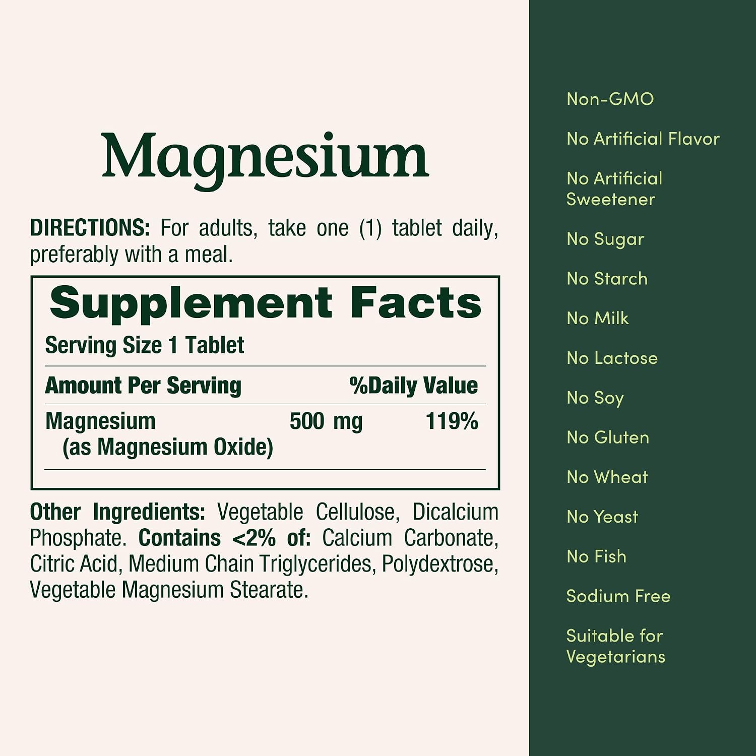 Nature's Bounty Magnesium 500 mg Tablets (Pack of 1)