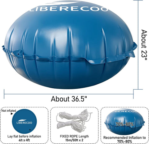 LIBERECOO 4FT Round Pool Pillows for Above Ground Pools - Super Durable 0.4 mm Winter Pillow | Round Inflatable Pillows for Pool Closing (4ft Diameter) | Air Pillow for Winterizing Pool Cover