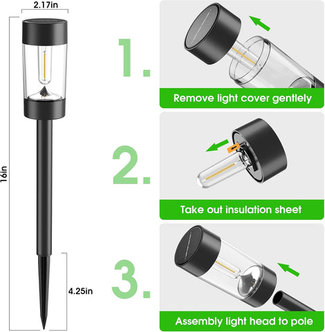 Eyrosa Solar Pathway Lights Outdoor Waterproof, 8 Pack, Warm White