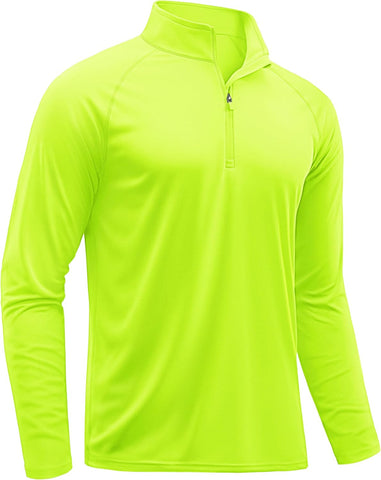 TACVASEN Men's Long Sleeve Athletic Shirts 1/4 Pullover Zip Sun Protection Rash Guard UPF 50+ Outdoor Running T-Shirts