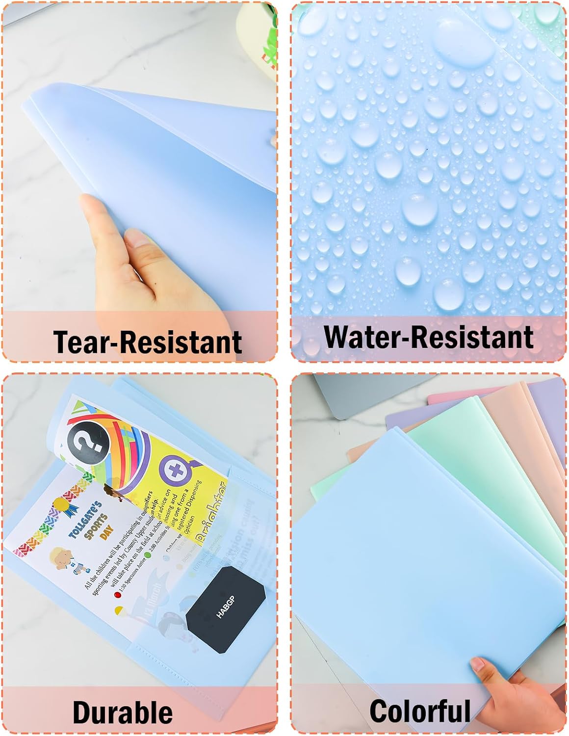 2 Pocket Folder with Prongs (10 Pack, Pastel), Plastic Folders with Pockets