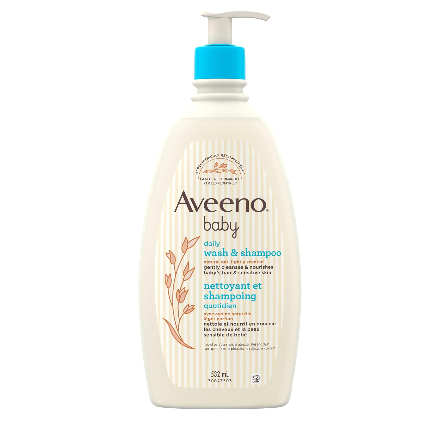 Aveeno Baby Daily Moisture Wash & Shampoo, Tear-Free, 18 fl. oz