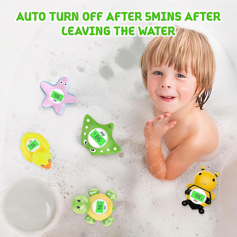 Baby Bath Thermometer for Infant & Toddler, Floating Digital Water Thermometer with 3‑Color LED Backlight, Baby Bath Toy, Hot & Cold Alert, BPA‑Free,Ray Shape