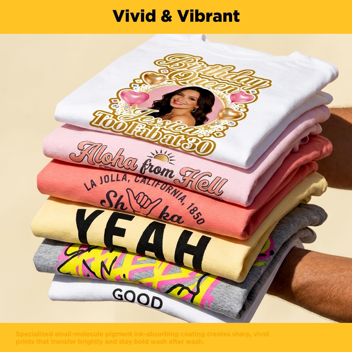 TransOurDream Heat Transfer Paper for Light Shirts(10 Sheets, 8.5x11),Printable HTV Heat Transfer Vinyl for Inkjet Printers