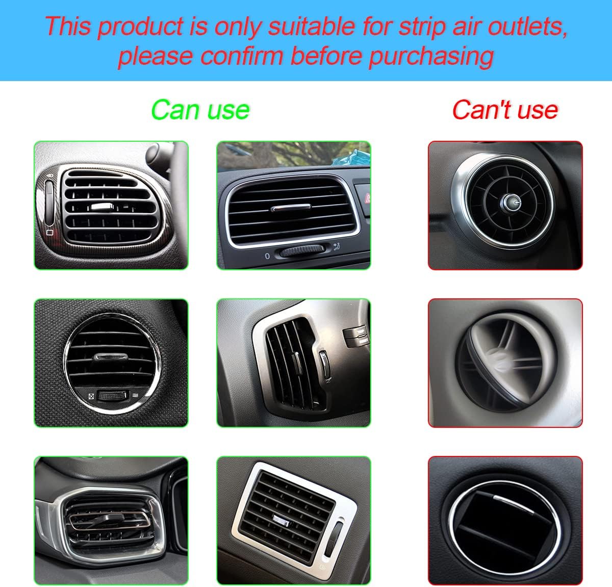 8sanlione 20PCS Bendable Car Air Vent Trim Strips, Ice Silver