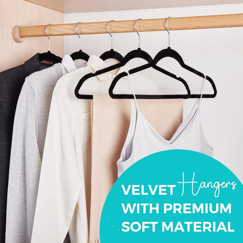 HOUSE DAY Premium Velvet Hangers 50 Pack, Non-Slip Flocked Felt Hangers