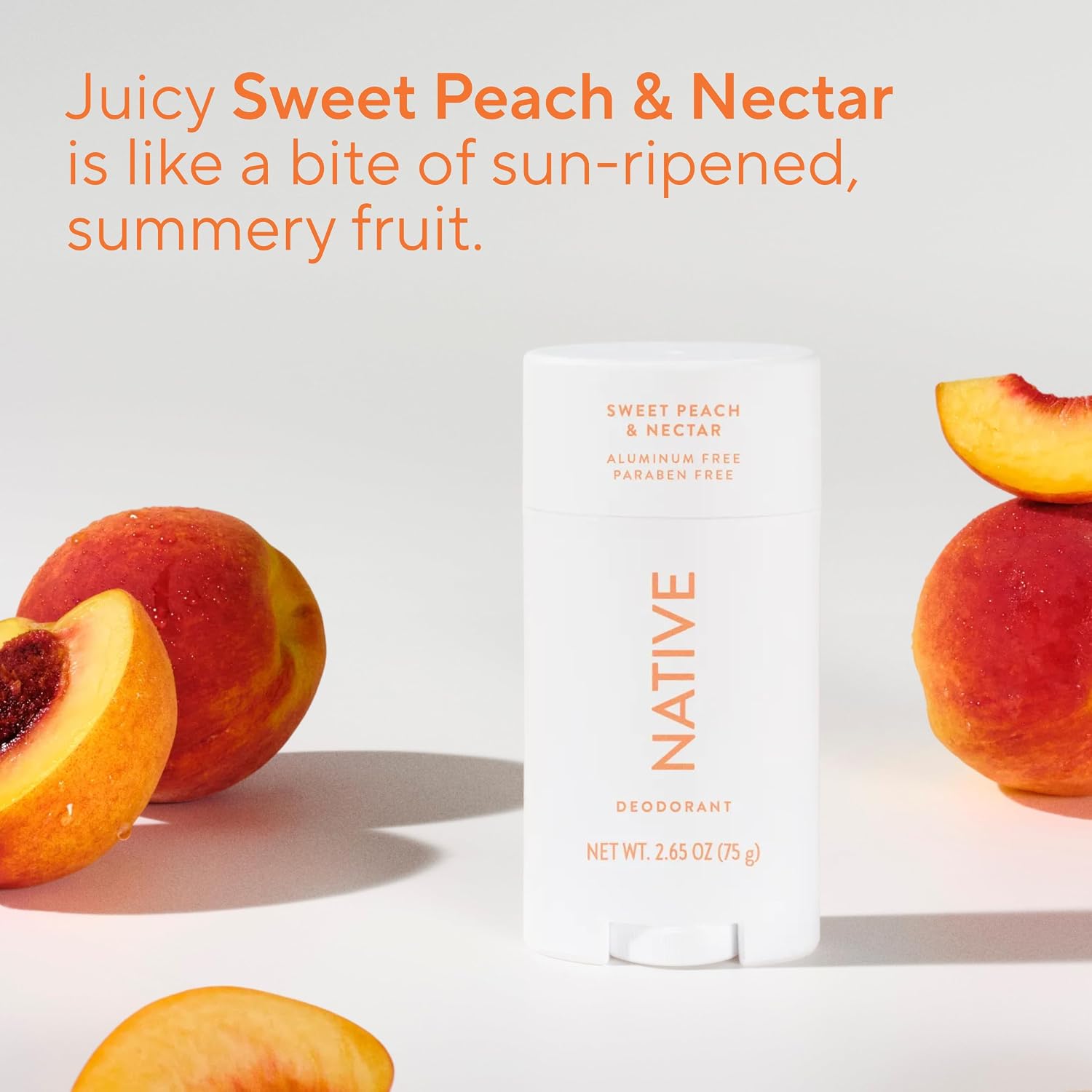 Native Deodorant Contains Naturally Derived Ingredients, 72 Hour Odor Control, Deodorant for Women and Men, Aluminum Free, Sweet Peach & Nectar 2.65oz