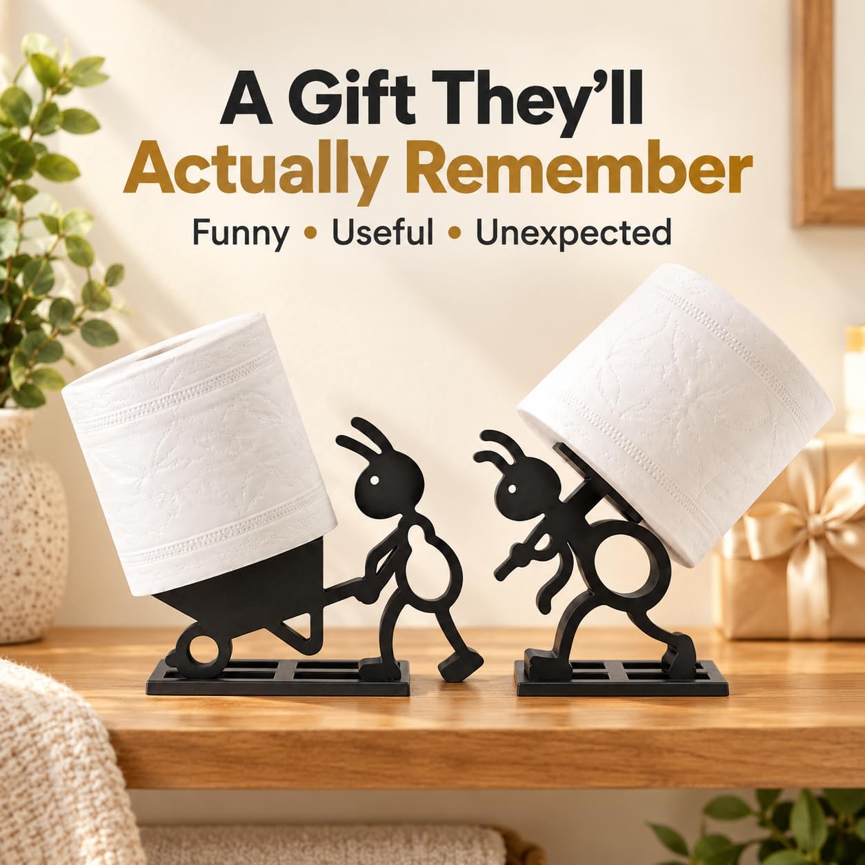 Funny Ant Toilet Paper Holder – Unique Ant Design Bathroom Decor, Toilet Paper Roll Stand for Bathroom, Rustic, Modern or Farmhouse Style, Fun Gift for Home, Friends & Family