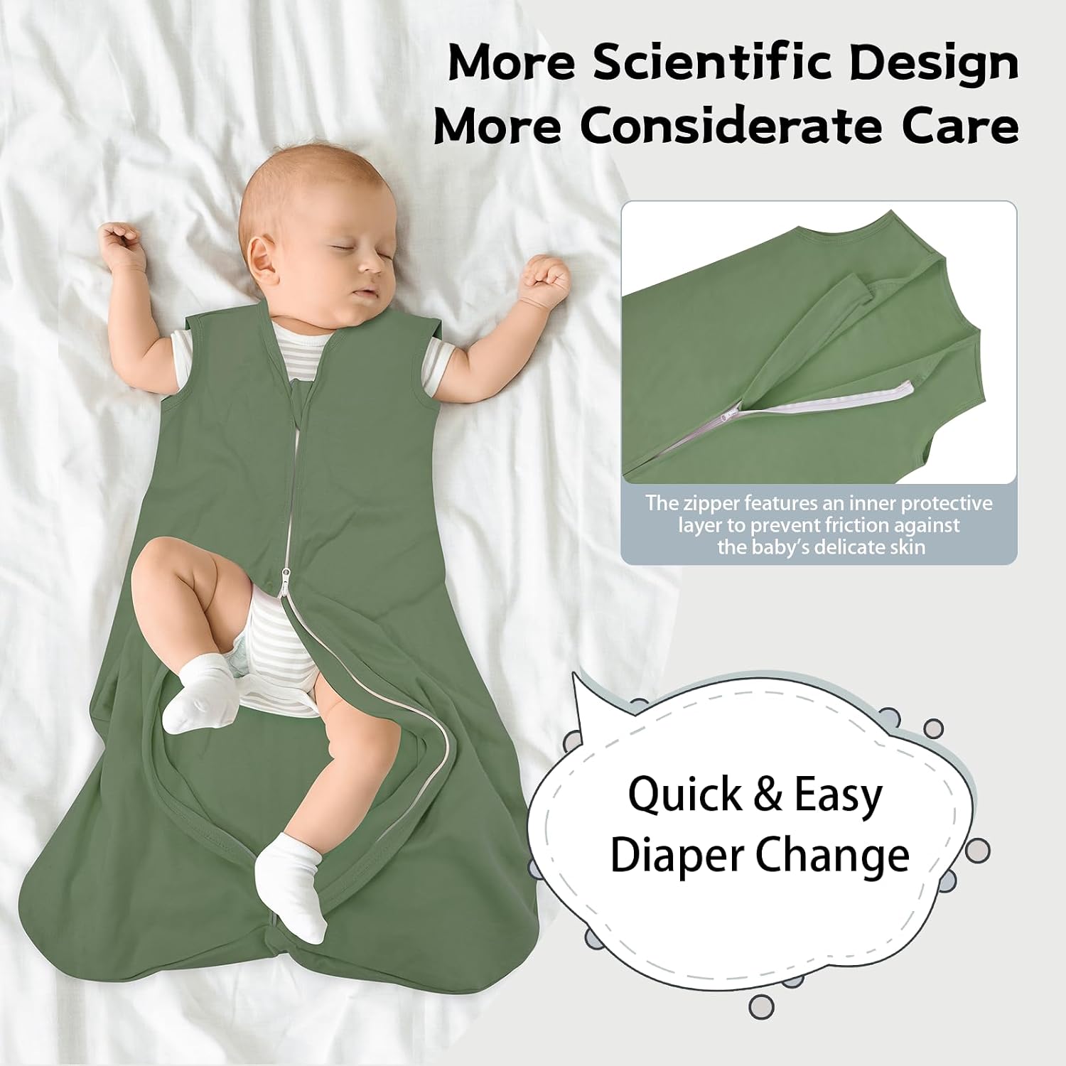 Baby Sleep Sack 18-24 Months, 100% Cotton Wearable Blanket, 0.5 Tog, 3 Pack