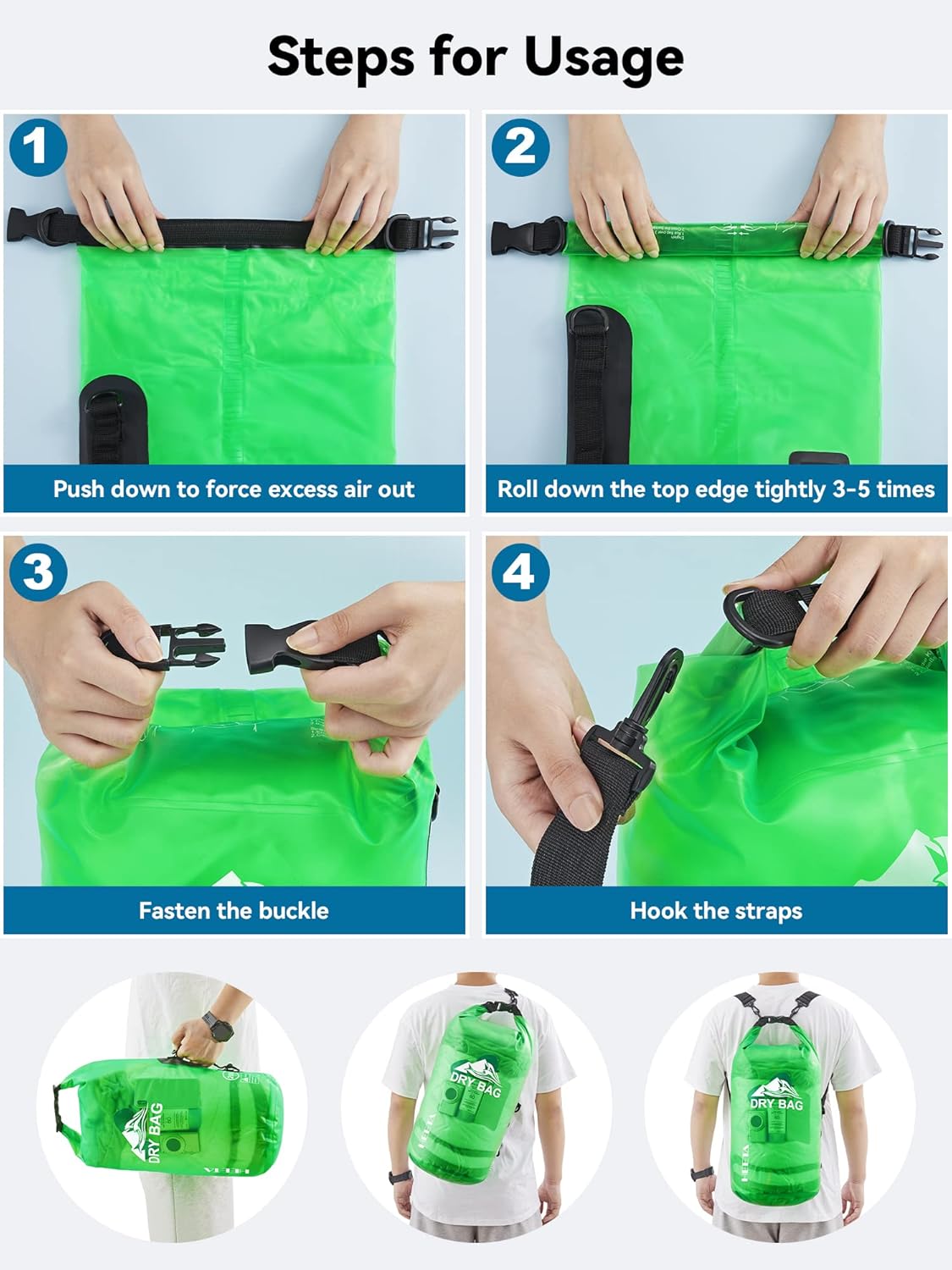 HEETA Dry Bag Waterproof Backpack with Phone Case 5L/10L/20L/30L/40L