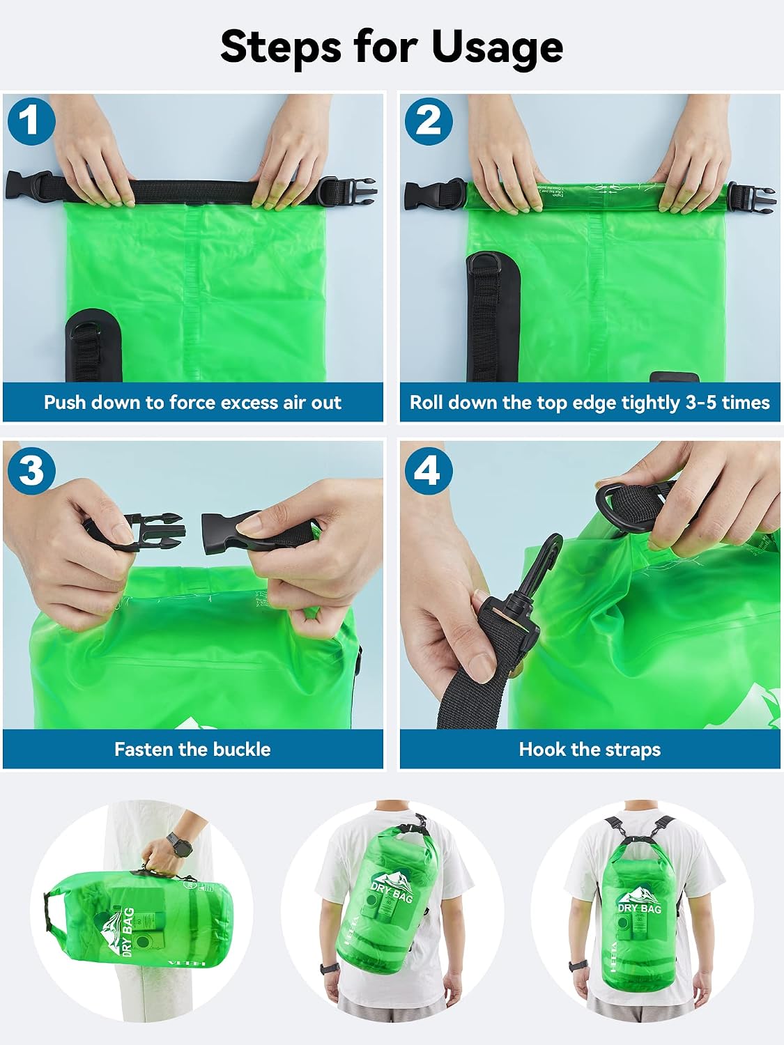 HEETA Dry Bag Waterproof Backpack with Phone Case 5L/10L/20L/30L/40L