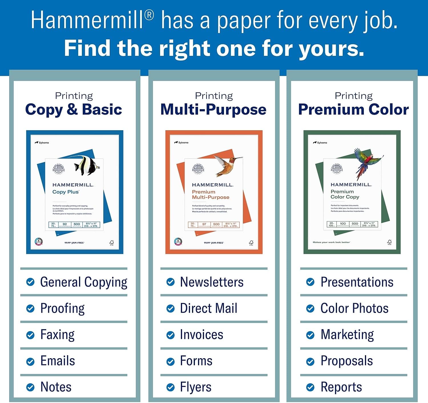 Hammermill Cardstock, Premium Color Copy, 80 lb, 8.5 x 11 - 1 Pack (250 Sheets) - 100 Bright, Made in the USA Card Stock, 120023R, White