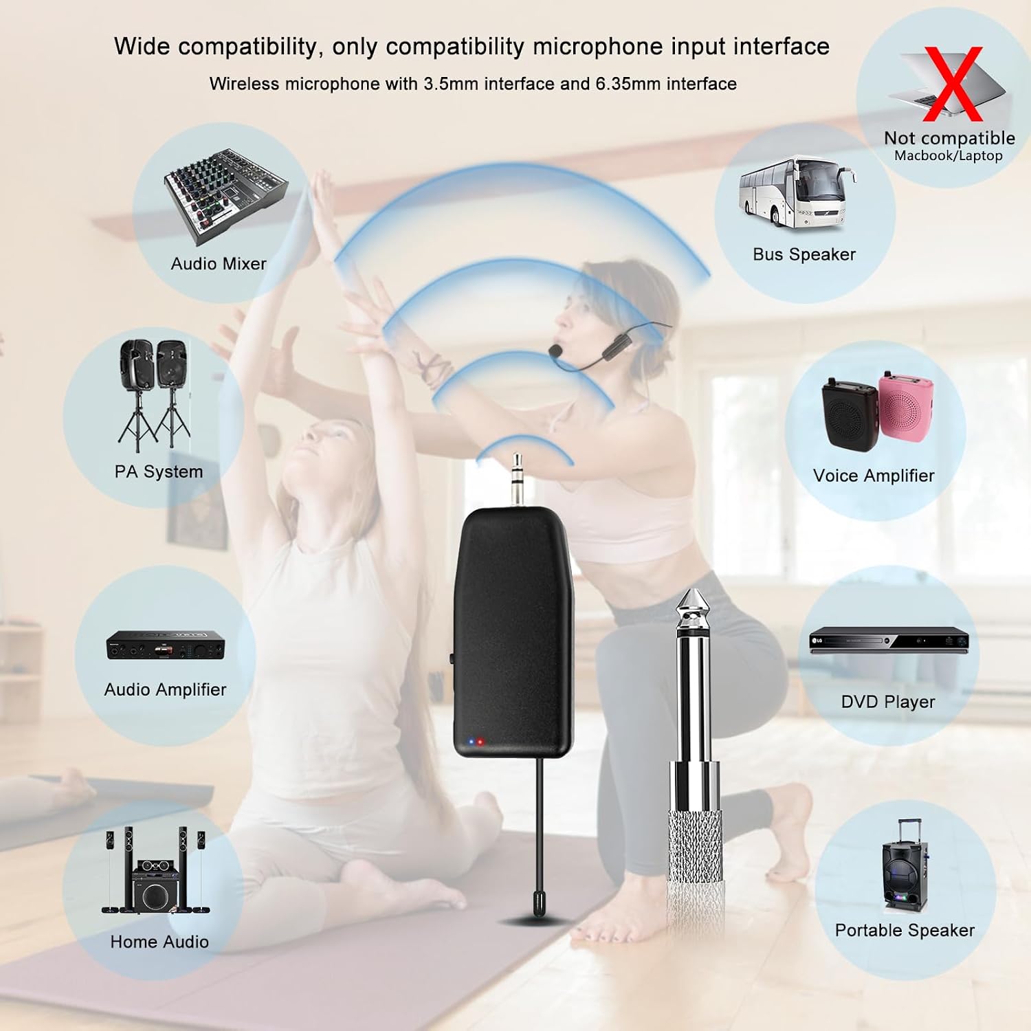 Wireless Headset Microphone System Professional: 2.4G Cordless Head Mic